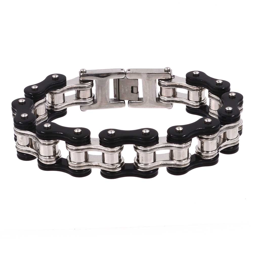 Cycolinks Silver/Black Mens Bike Bracelet - Cycolinks