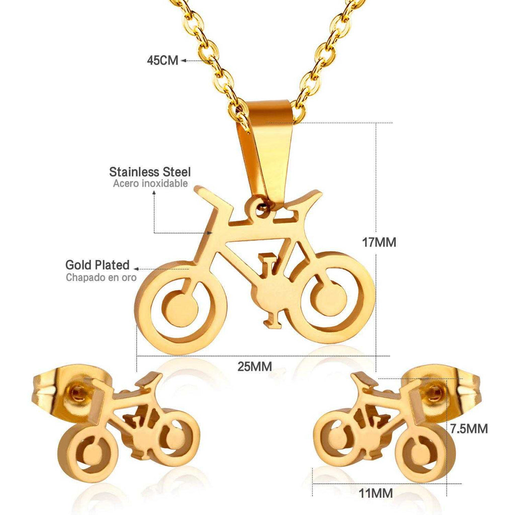 Cycolinks Bicycle Necklace & Earring Set - Cycolinks