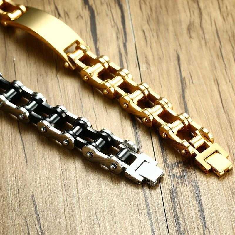 Cycolinks Personalised Gold Men's Bike Chain Bracelet - Cycolinks