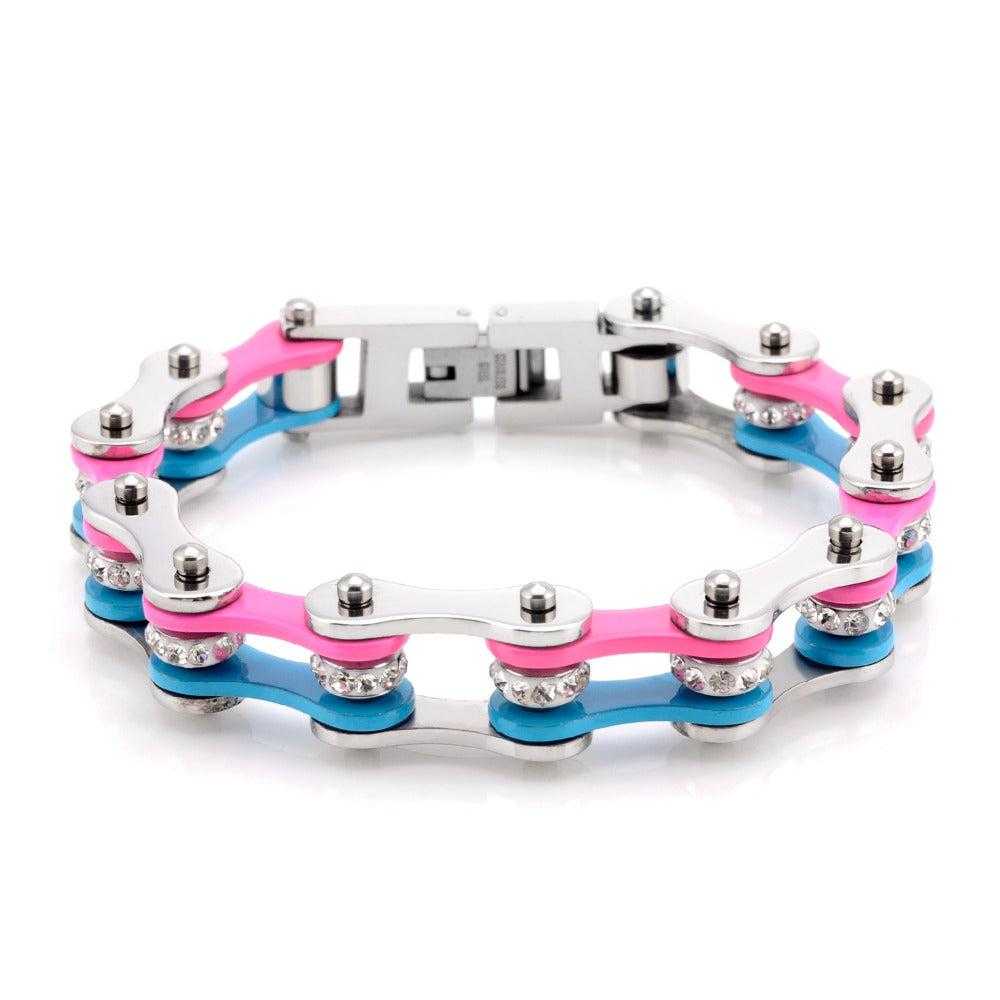 Cycolinks Silver Pink Blue Crystal Bracelet - Cycolinks