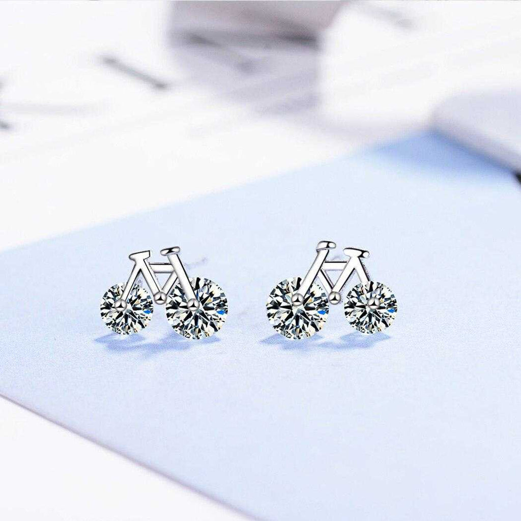 Cycolinks Cubic Zircon Bicycle Earrings - Cycolinks