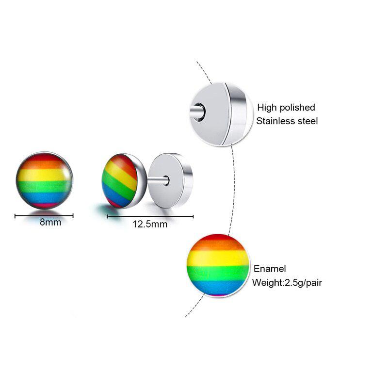 Cycolinks Pride Rainbow Stud Silver Earrings - Cycolinks