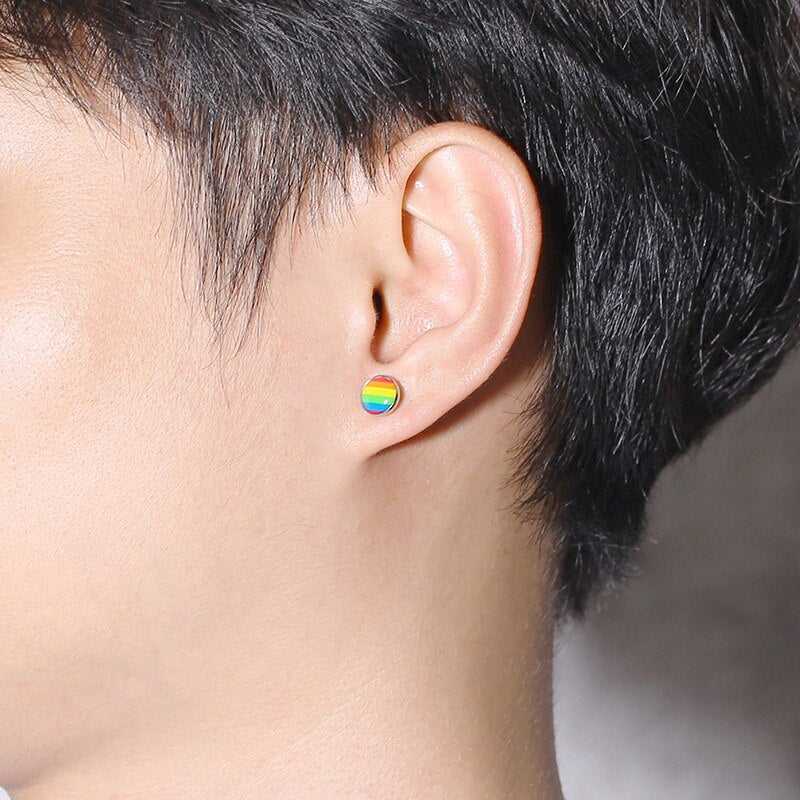 Cycolinks Pride Rainbow Stud Silver Earrings - Cycolinks