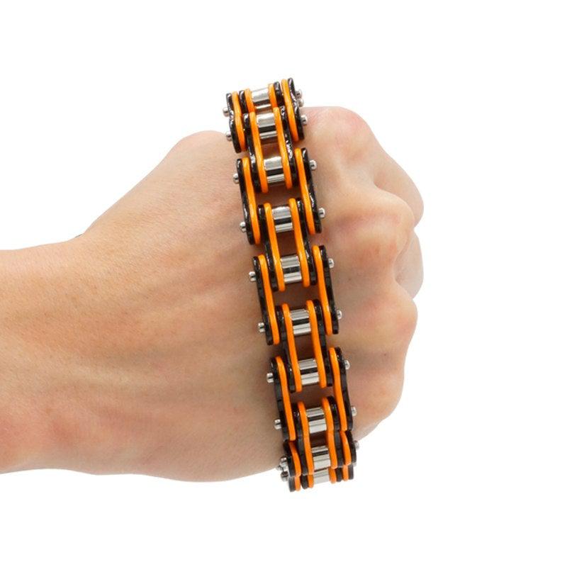 Cycolinks Punk Orange Mens Bike Chain Bracelet - Cycolinks