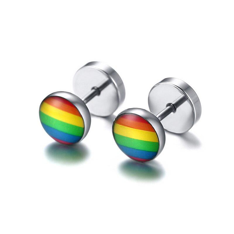 Cycolinks Pride Rainbow Stud Silver Earrings - Cycolinks