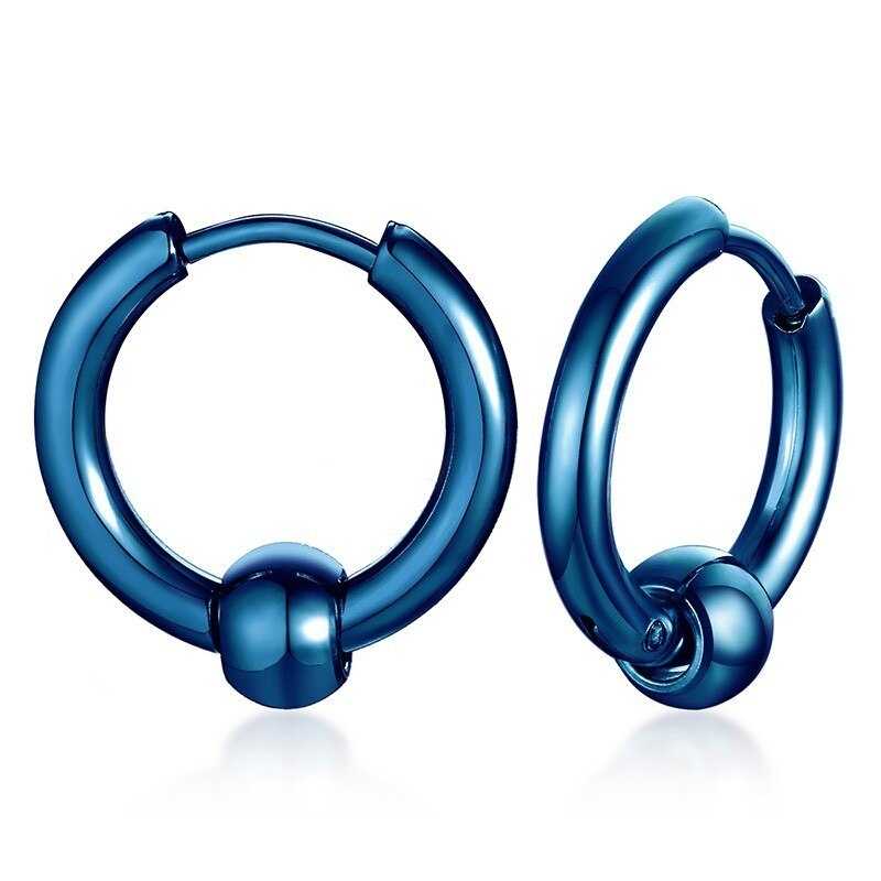 Bead Detail Hoop Earrings in Blue colour