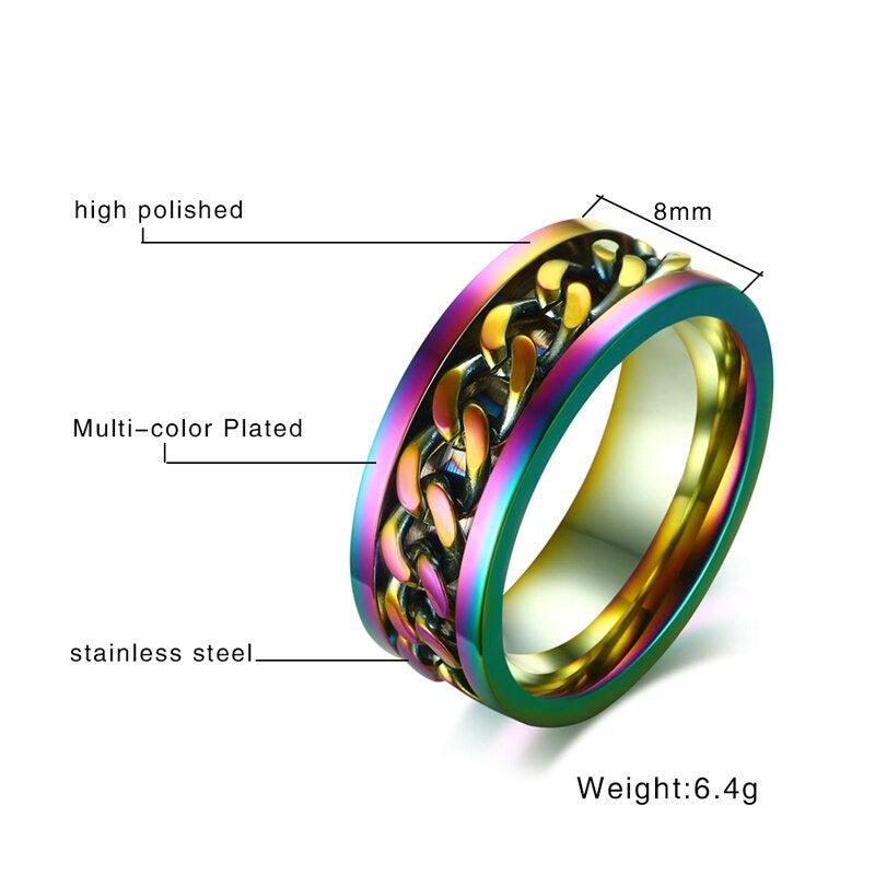 Cycolinks Rainbow Chain Spinner Ring - Cycolinks