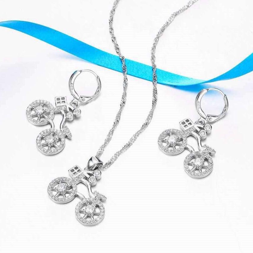 Cycolinks Bicycle Earring & Necklace Set - Cycolinks