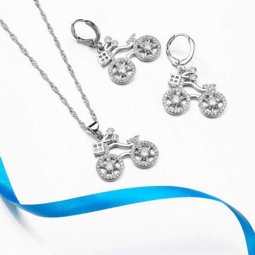 Cycolinks Bicycle Earring & Necklace Set - Cycolinks