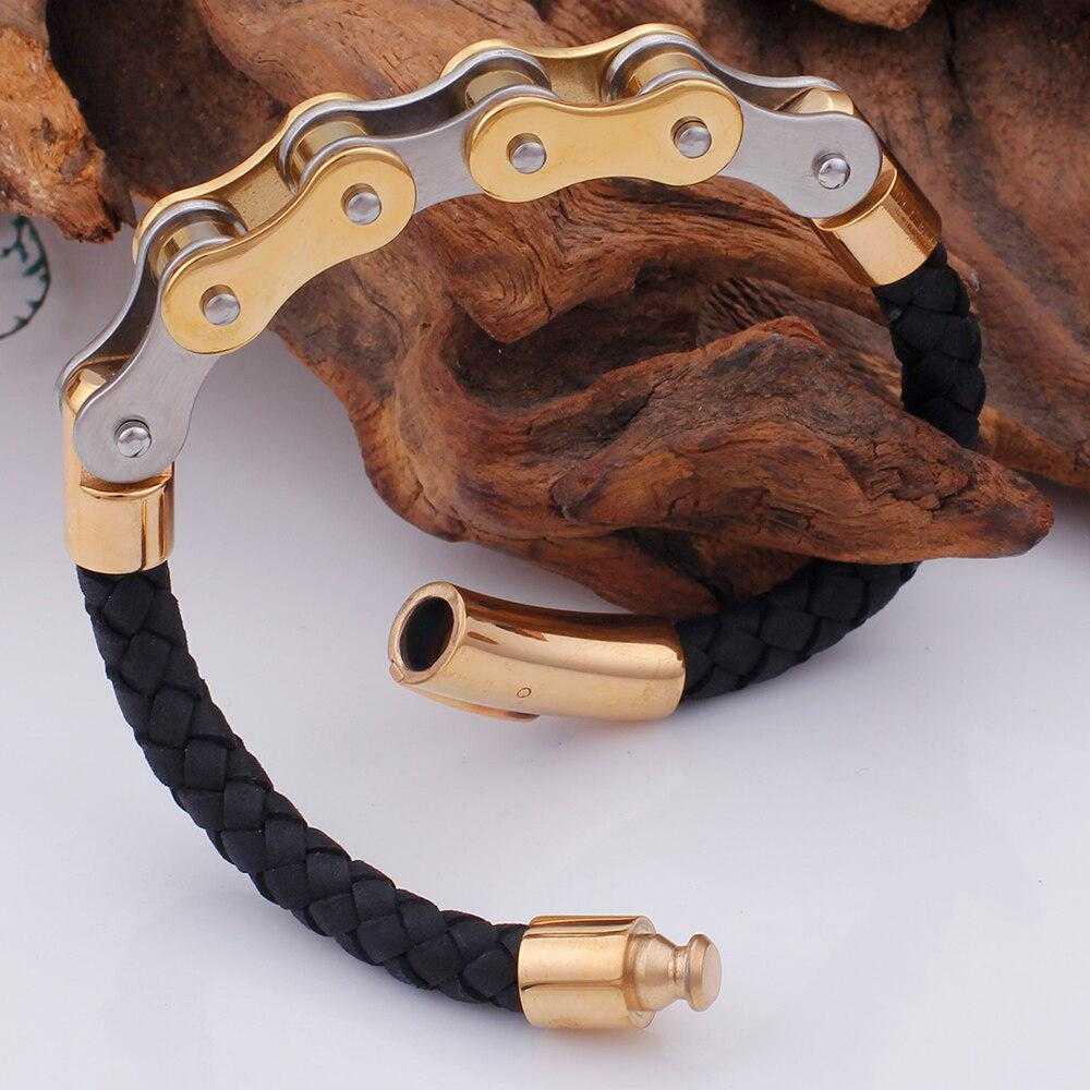 Leather Bike Chain Bracelet - Cycolinks