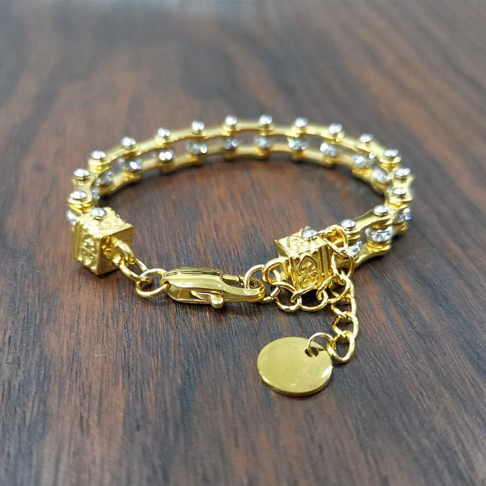 Cycolinks Womens Charm Gold Crystal Bracelet - Cycolinks