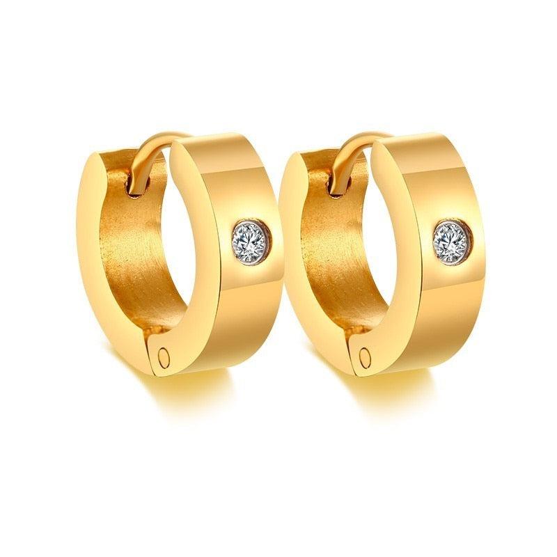 CZ Accent Hoop Earrings in Gold colour