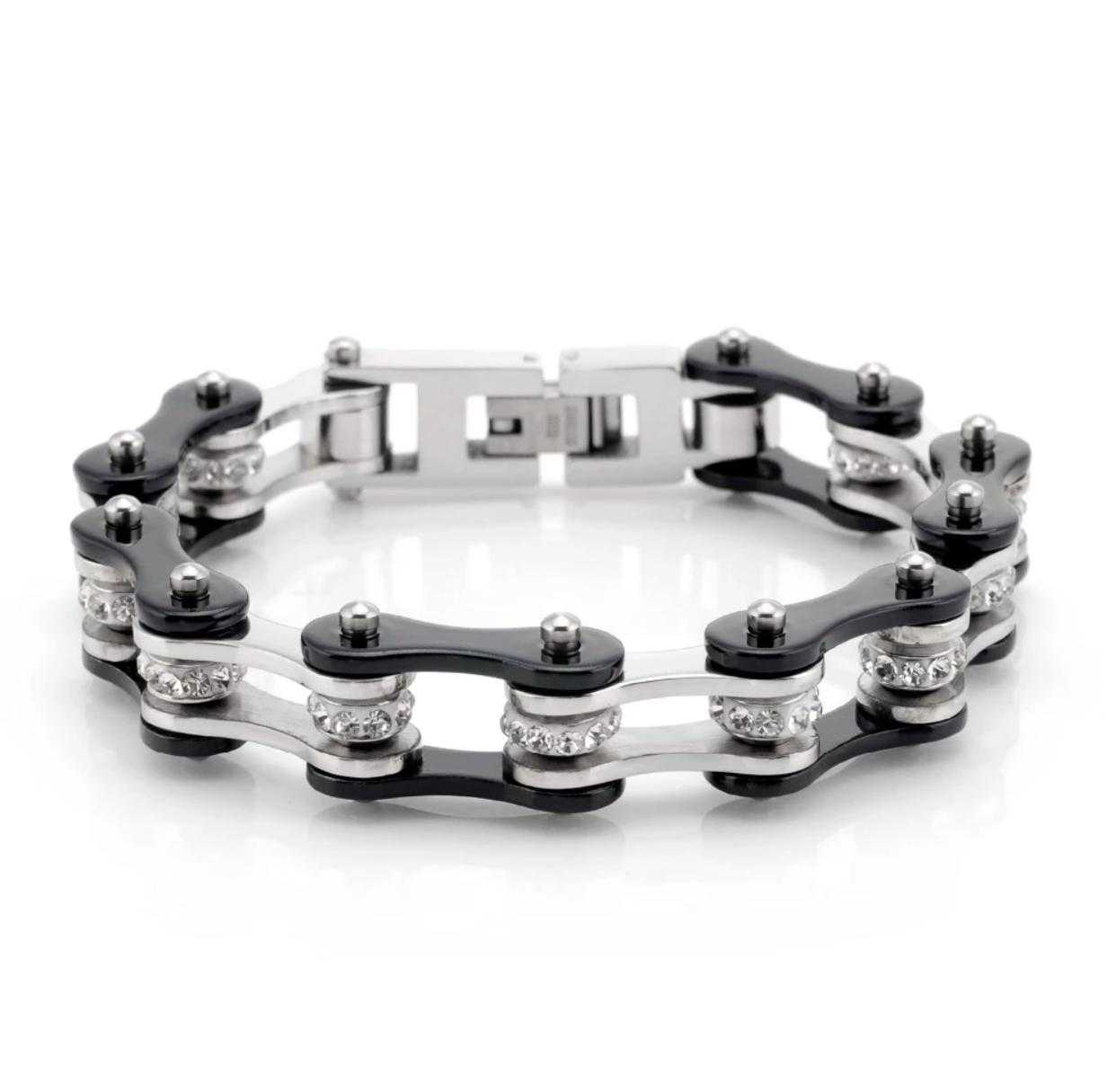 Cycolinks Black & Silver Crystal Bracelet (10mm width)