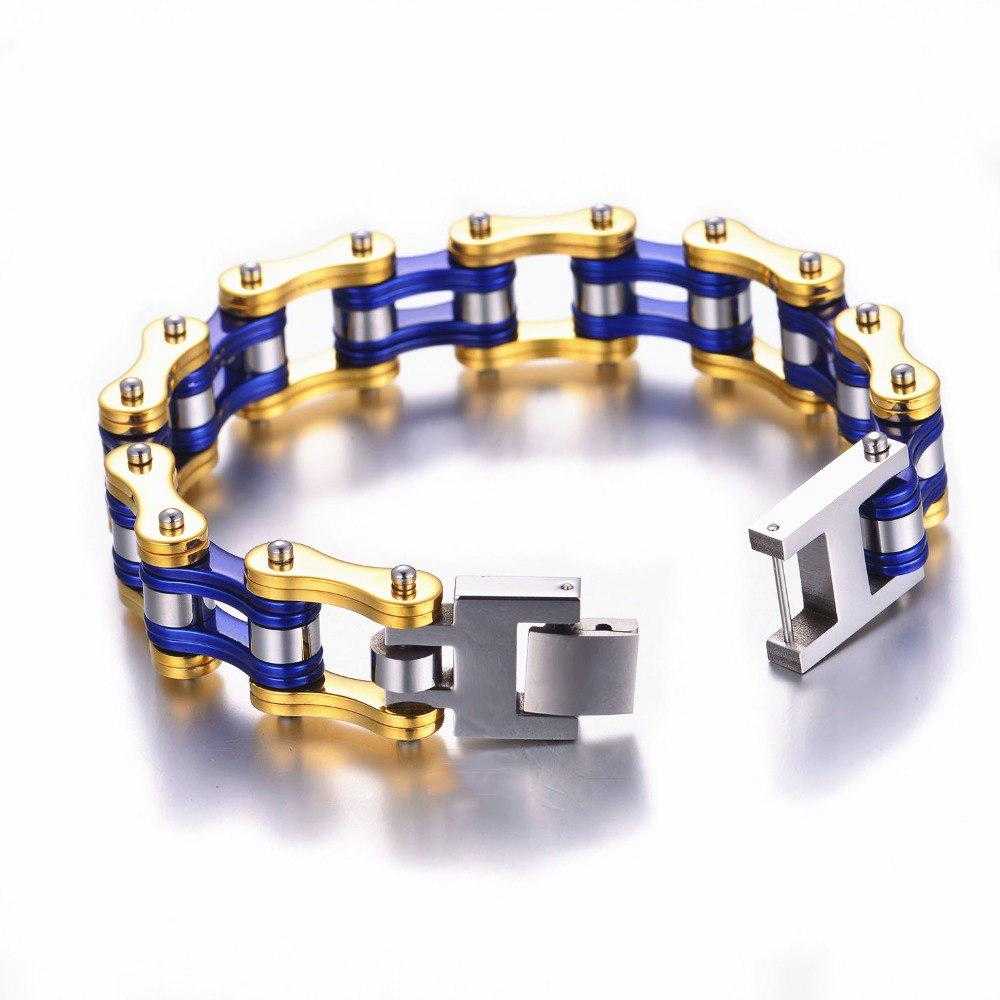 Cycolinks Gold/Candy Blue Mens Bracelet - Cycolinks