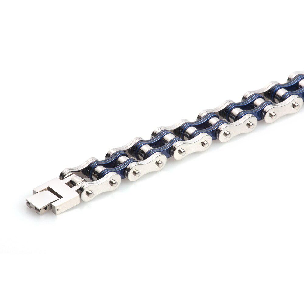 Cycolinks Silver & Blue Bike Chain Bracelet - Cycolinks