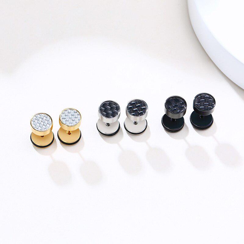 Cycolinks Stainless Steel Carbon Fiber Stud Earrings - Cycolinks