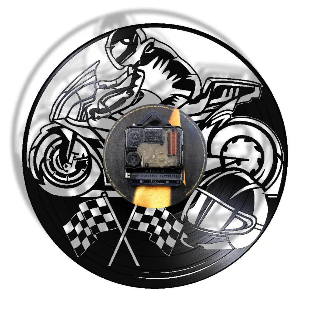 Cycolinks Motorbike Flag Vinyl Clock - Cycolinks