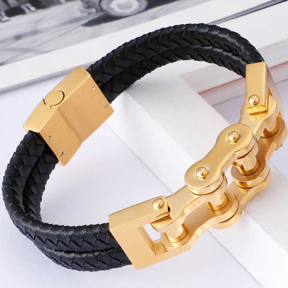 Cycolinks Magnetic Leather Bike Chain Bracelet - Cycolinks