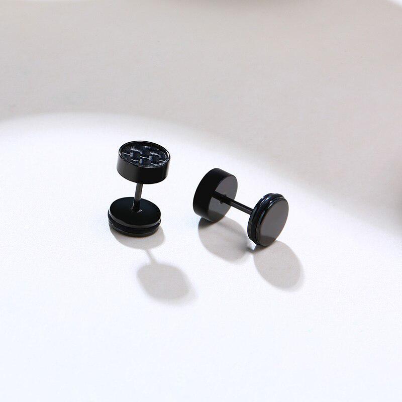 Cycolinks Stainless Steel Carbon Fiber Stud Earrings - Cycolinks