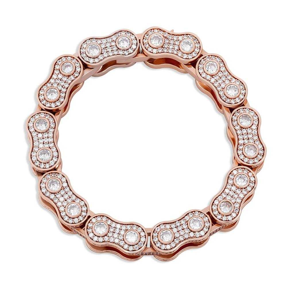 Bling CZ Bike Chain Bracelet – 15mm in Rose Gold colour