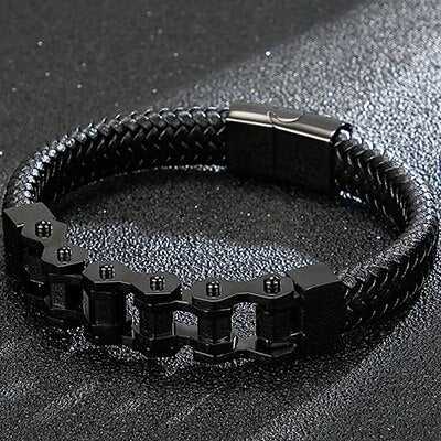 Cycolinks Braided Leather Bike Chain Bracelet - Cycolinks