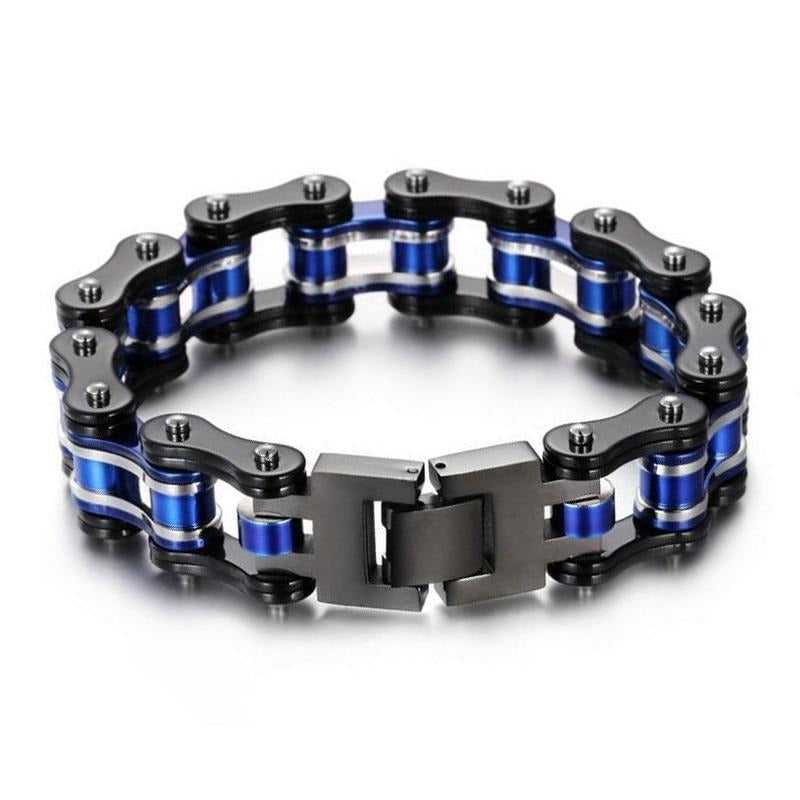 Cycolinks Black, Silver & Blue Bike Chain Bracelet - Cycolinks