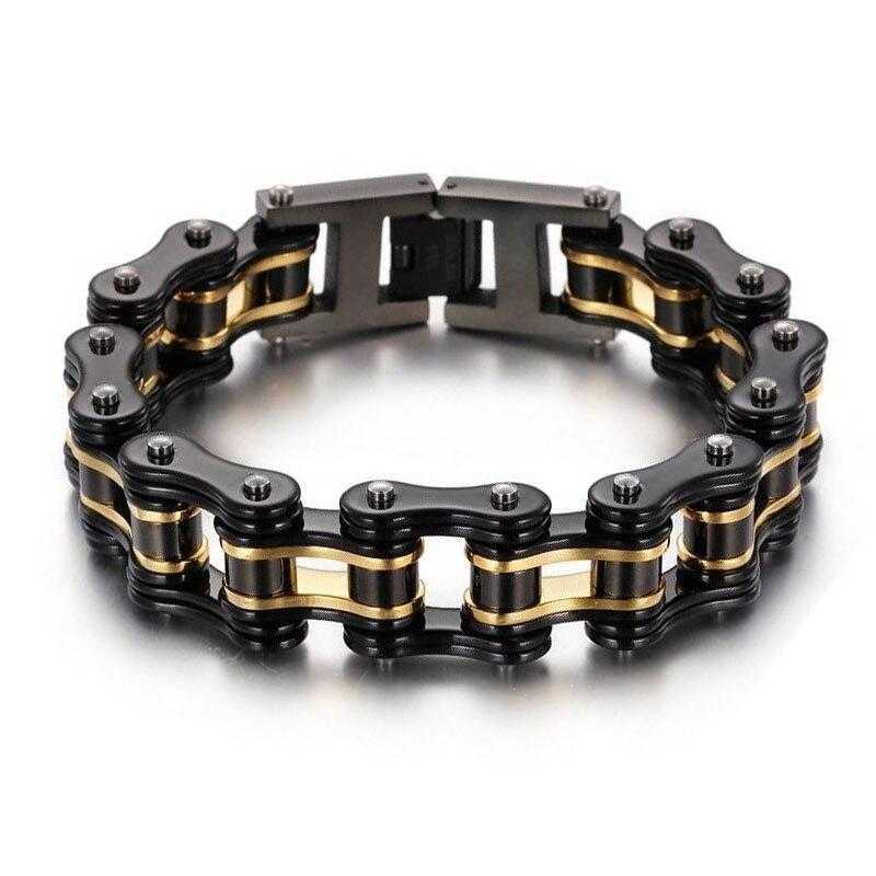 Cycolinks Black Gold Bike Chain Bracelet Gift for Biker