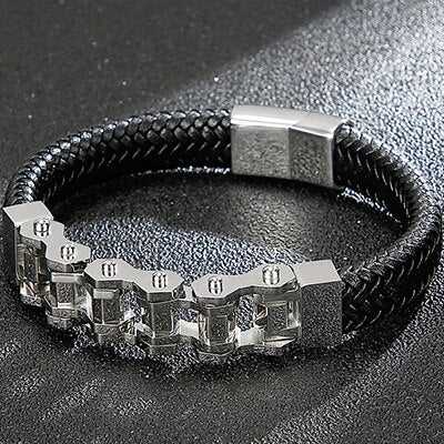 Cycolinks Braided Leather Bike Chain Bracelet - Cycolinks