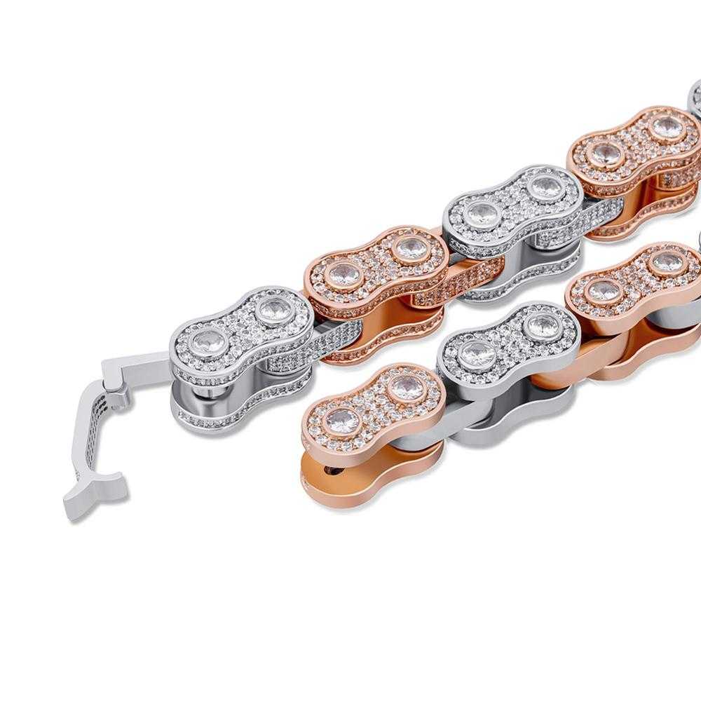 Cycolinks Bling 15mm Fully Covered in Cubic Zirconia Bike Chain Bracelet - Cycolinks