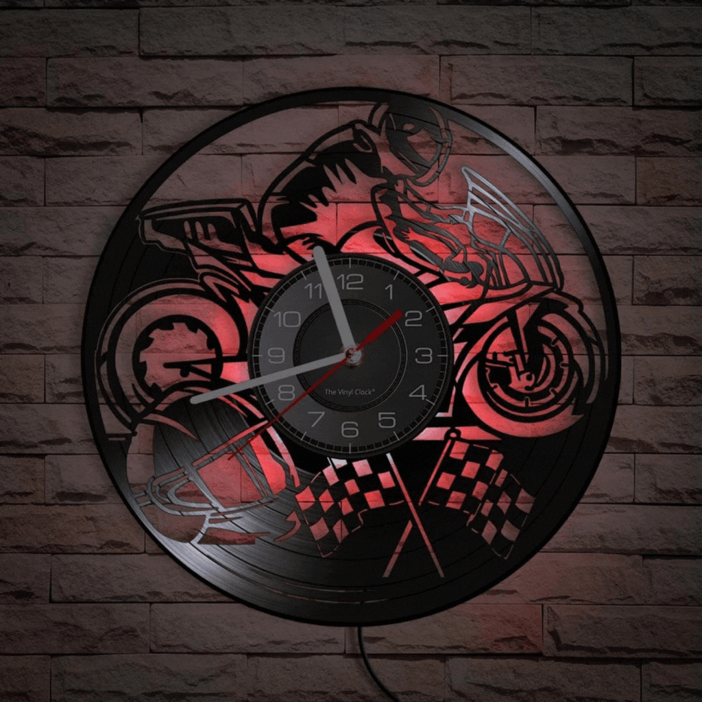 Cycolinks Motorbike Flag Vinyl Clock - Cycolinks