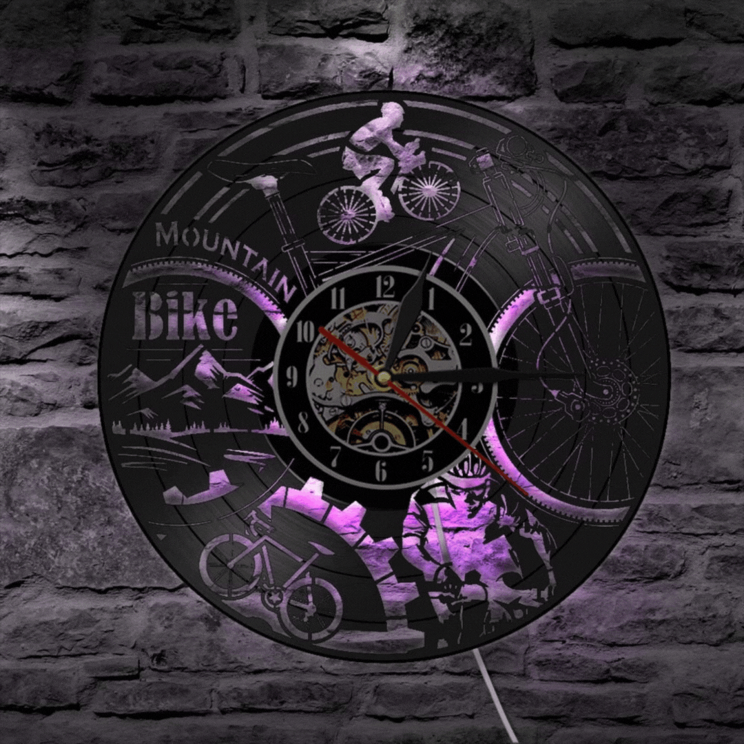 Mountain Bike Vinyl Clock