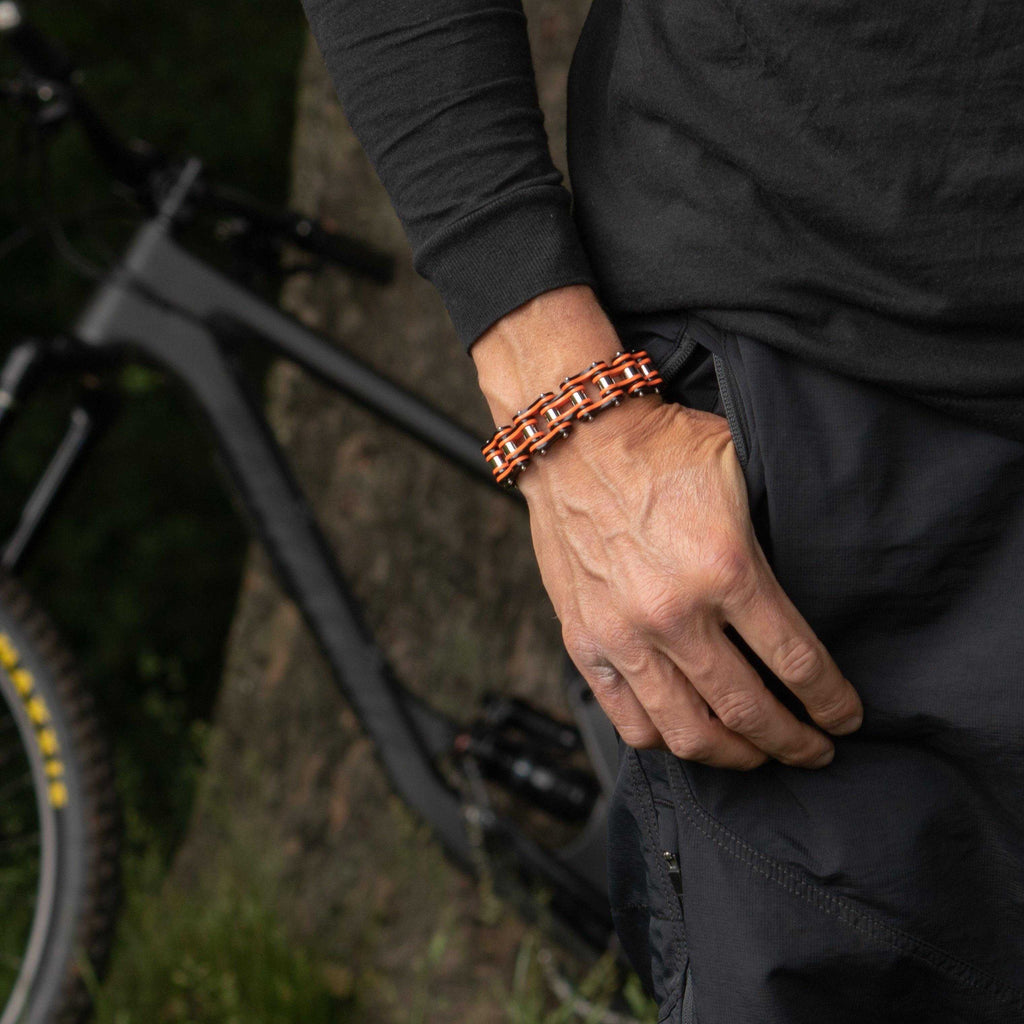 Cycolinks Punk Orange Mens Bike Chain Bracelet - Cycolinks