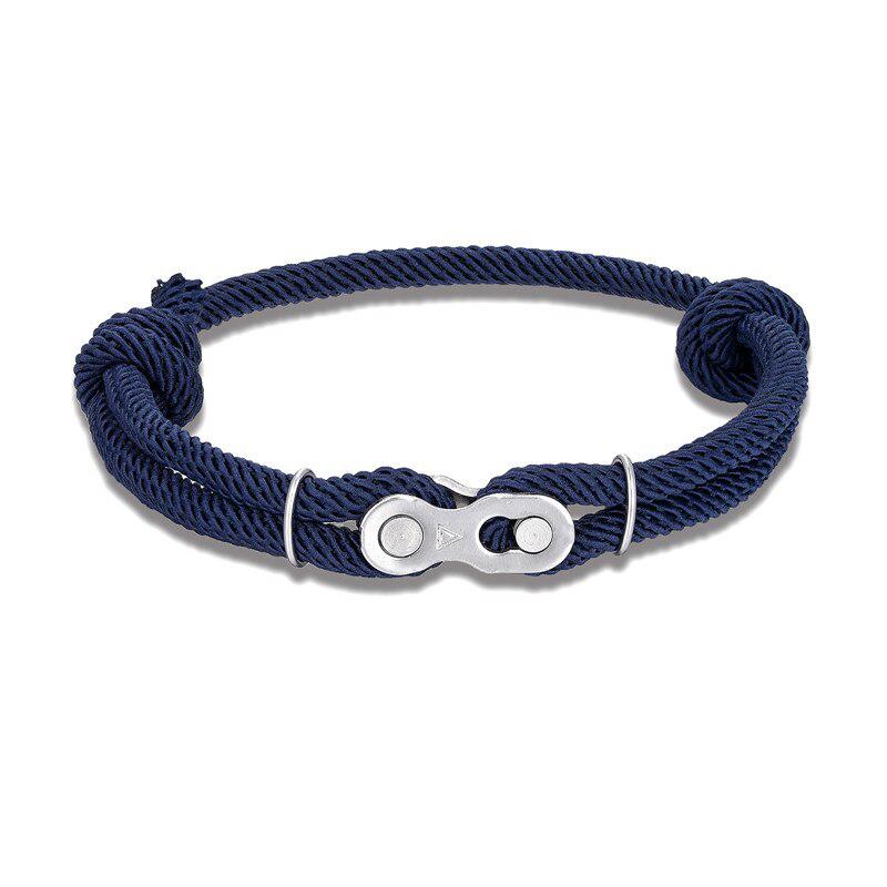 Adjustable Split Link Bracelet in navy blue with a steel bicycle split-link centrepiece