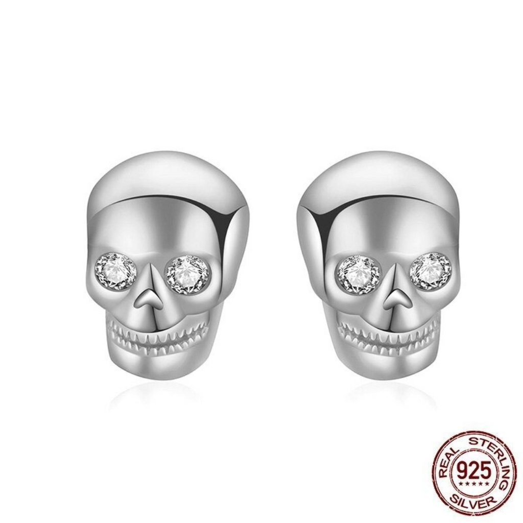 Cycolinks 925 Sterling Silver Skull Earrings - Cycolinks