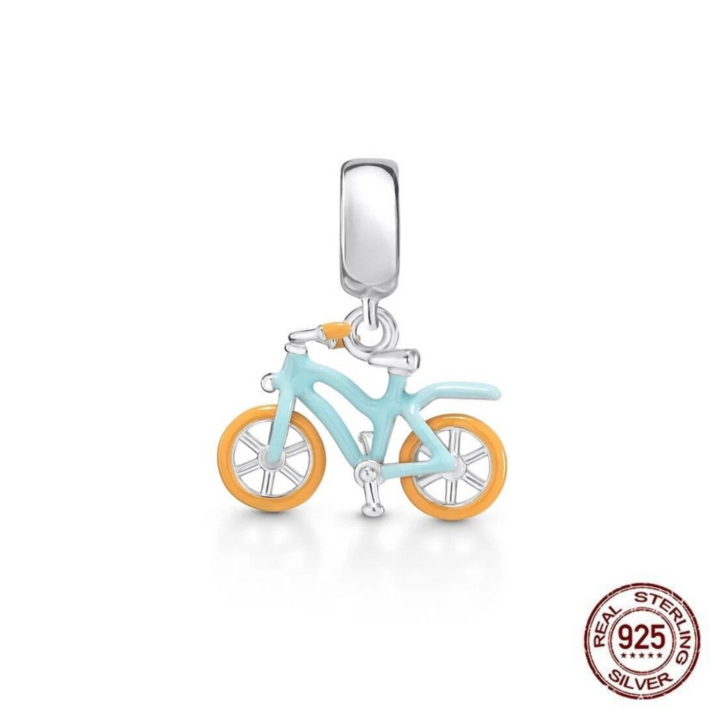 Cycolinks Sterling Silver Blue Bicycle Charm - Cycolinks