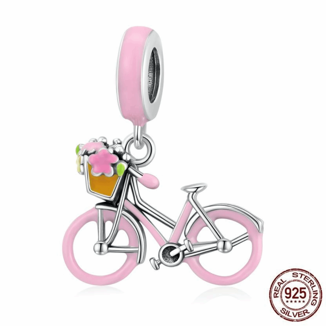 925 Sterling Silver Pink Bicycle Charm