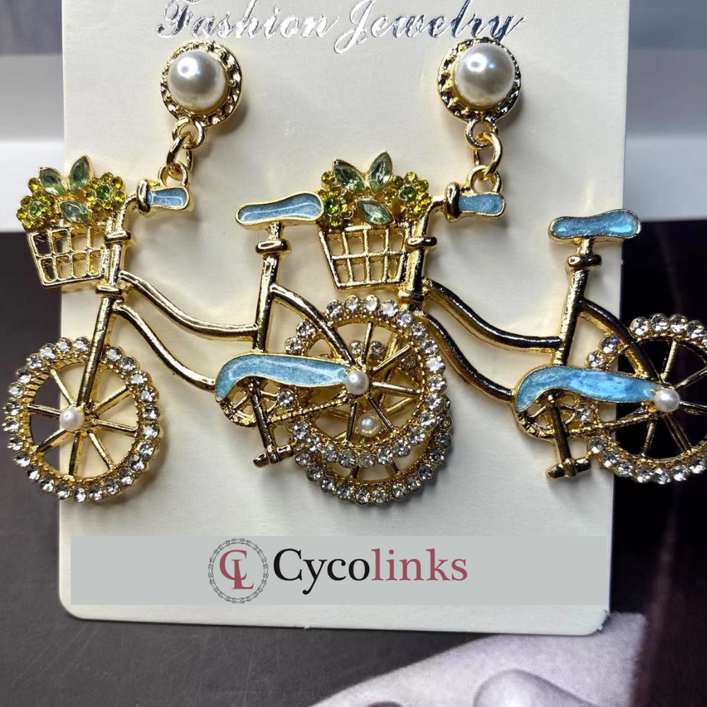 Cycolinks Zircon Bicycle Earrings - Cycolinks