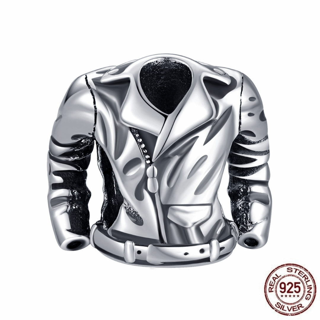 925 Sterling Silver Biker Girl Jacket Charm