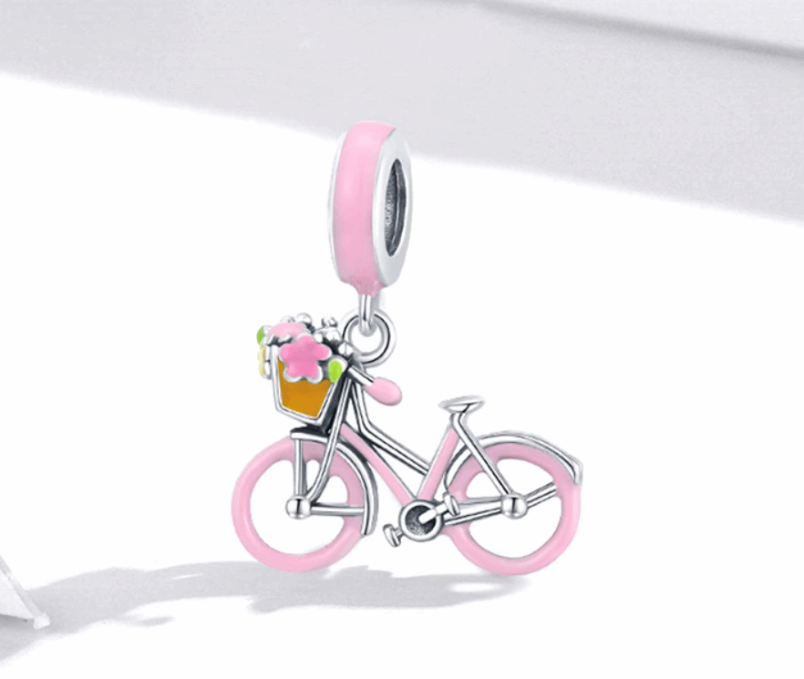Cycolinks Sterling Silver Pink Bicycle Charm - Cycolinks