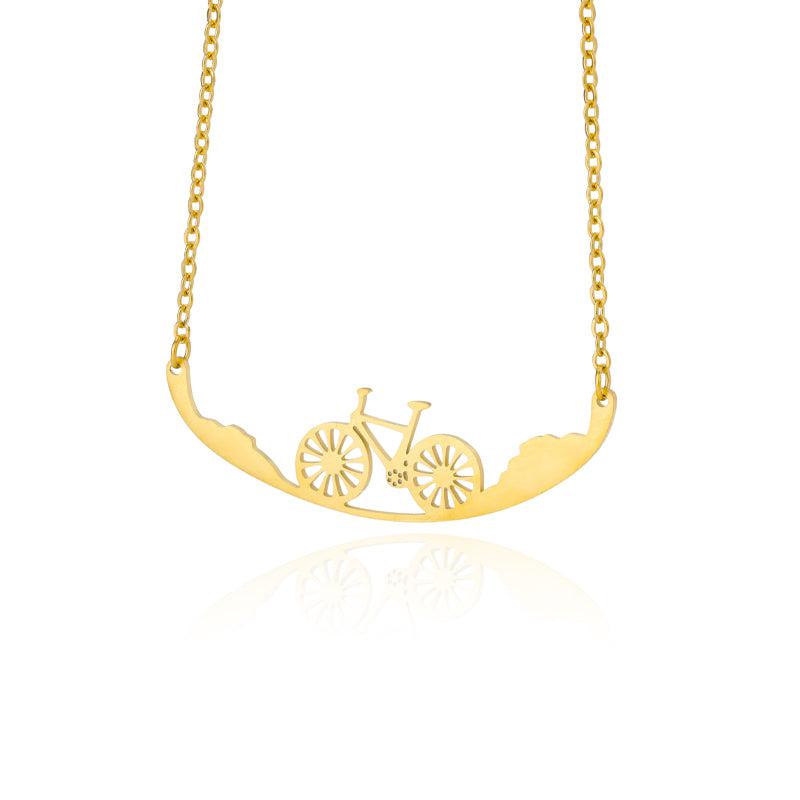 Mountain Bike Clavicle Necklace in Gold colour