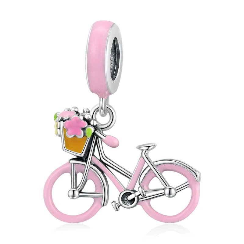 Cycolinks Sterling Silver Pink Bicycle Charm - Cycolinks