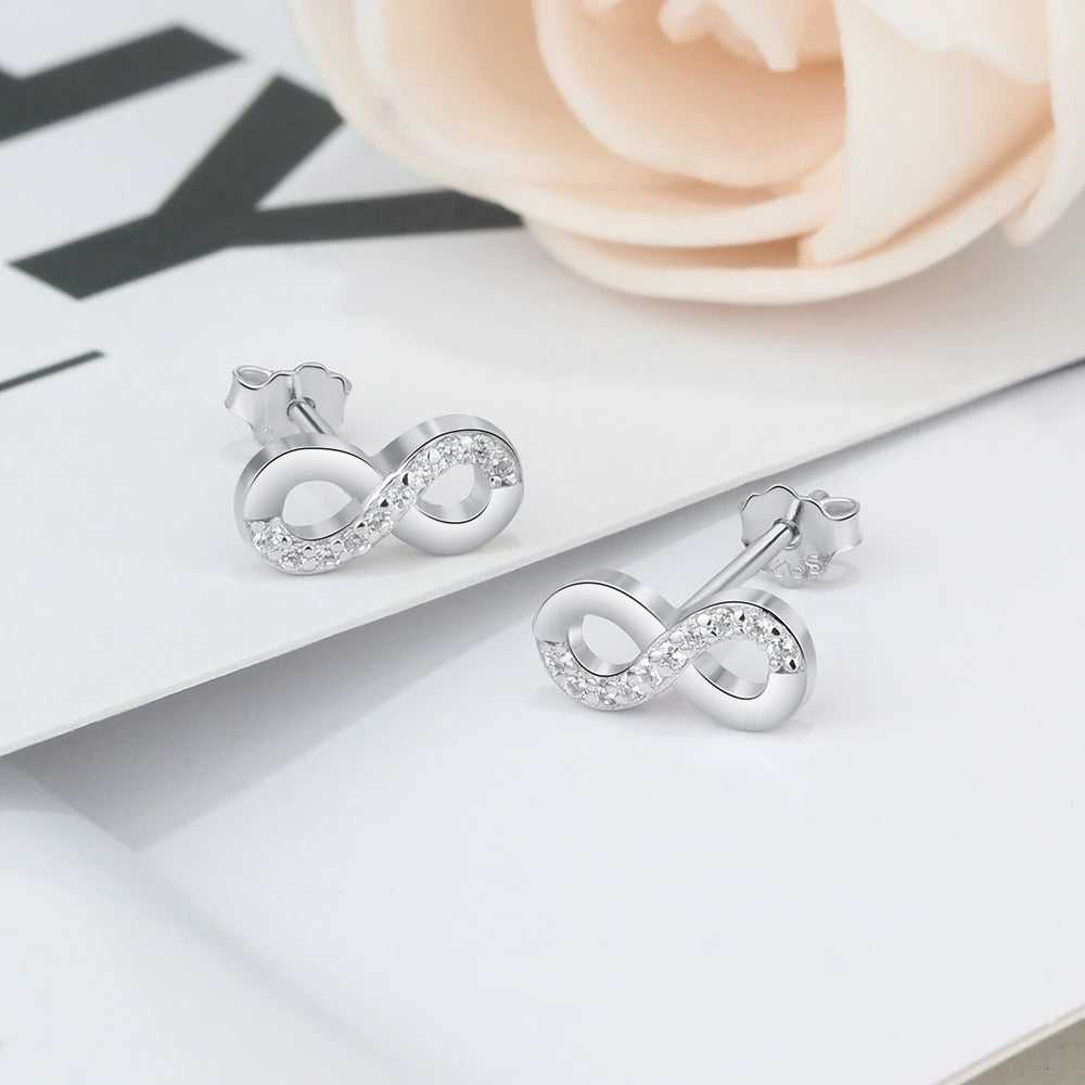 Cycolinks 925 Sterling Silver Infinity Love Stud Earrings - Cycolinks