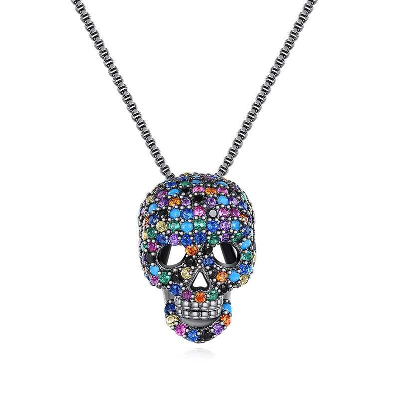 Cycolinks Rainbow Skull Cubic Zircon Necklace - Cycolinks