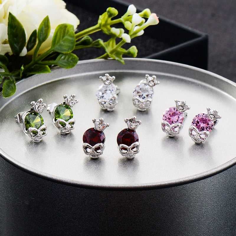 Cycolinks Skull Crown Zirconia Earrings - Cycolinks