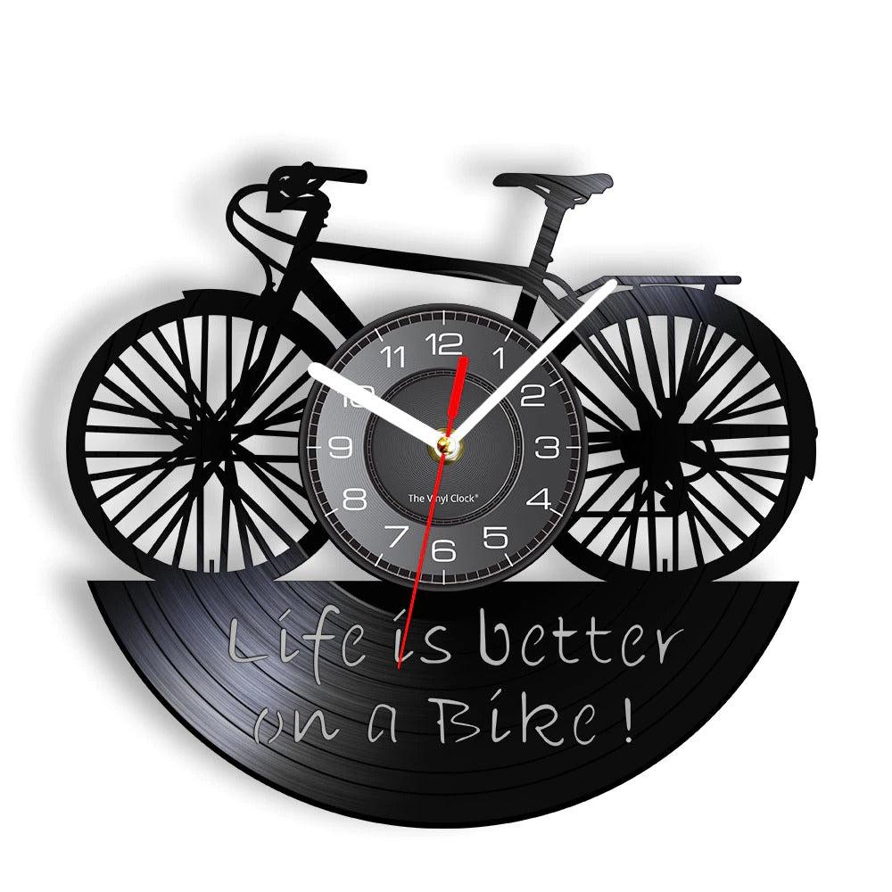 Cycolinks Life is Better on a Bike Vinyl Clock Cyclist Gift - Cycolinks