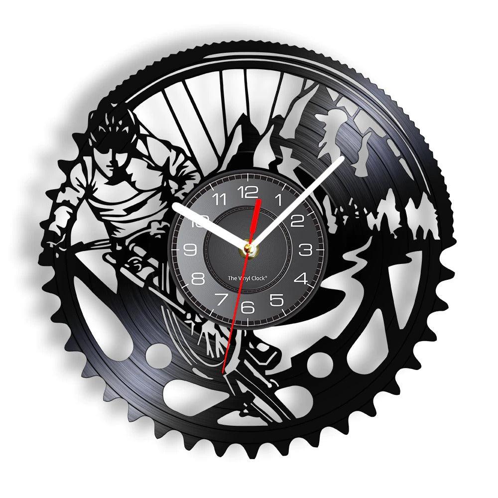 Mountain Bike Mountains Vinyl Clock