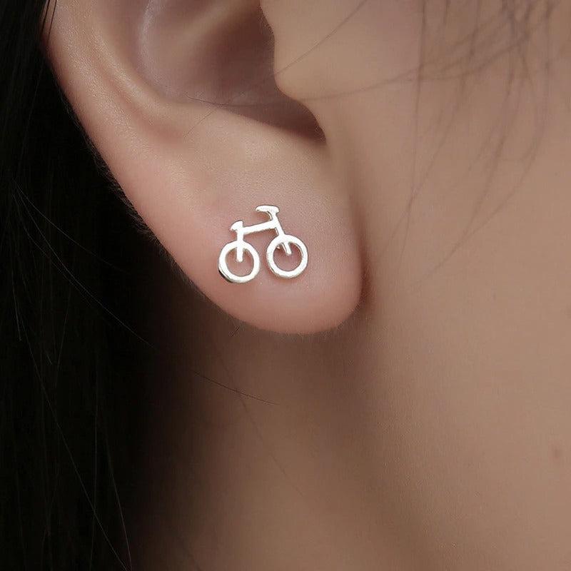 Cycolinks 925 Sterling Silver Bicycle Stud Earrings - Cycolinks