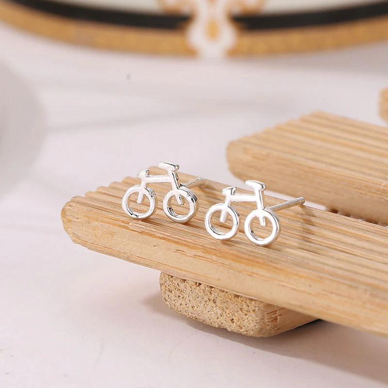 Cycolinks 925 Sterling Silver Bicycle Stud Earrings - Cycolinks