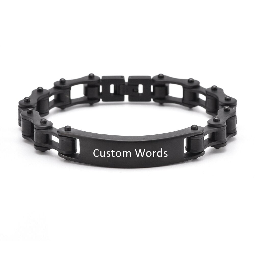 Cycolinks Custom Matt Black Personalised ID Bracelet - Cycolinks